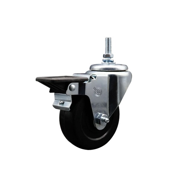 35 Inch Soft Rubber 12 MM Threaded Stem Caster with Brake